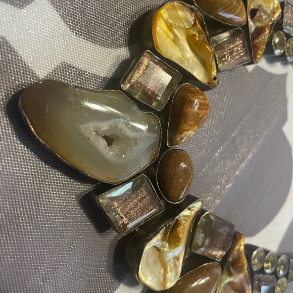 Elegant Silver and Gold Statement Necklace - Picture 3 of 3